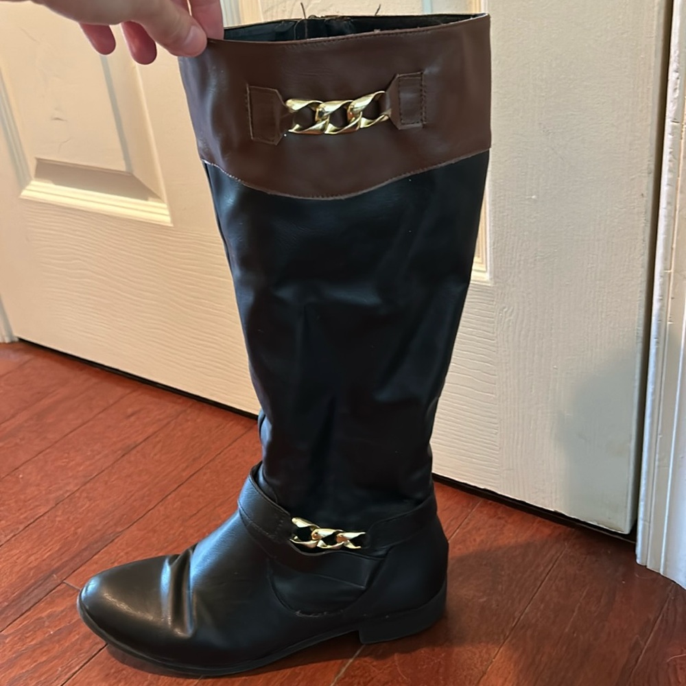 Black leather boots